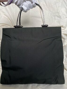 Gucci Authentic Vintage Dark Black-Green Handbag with Metallic Handles